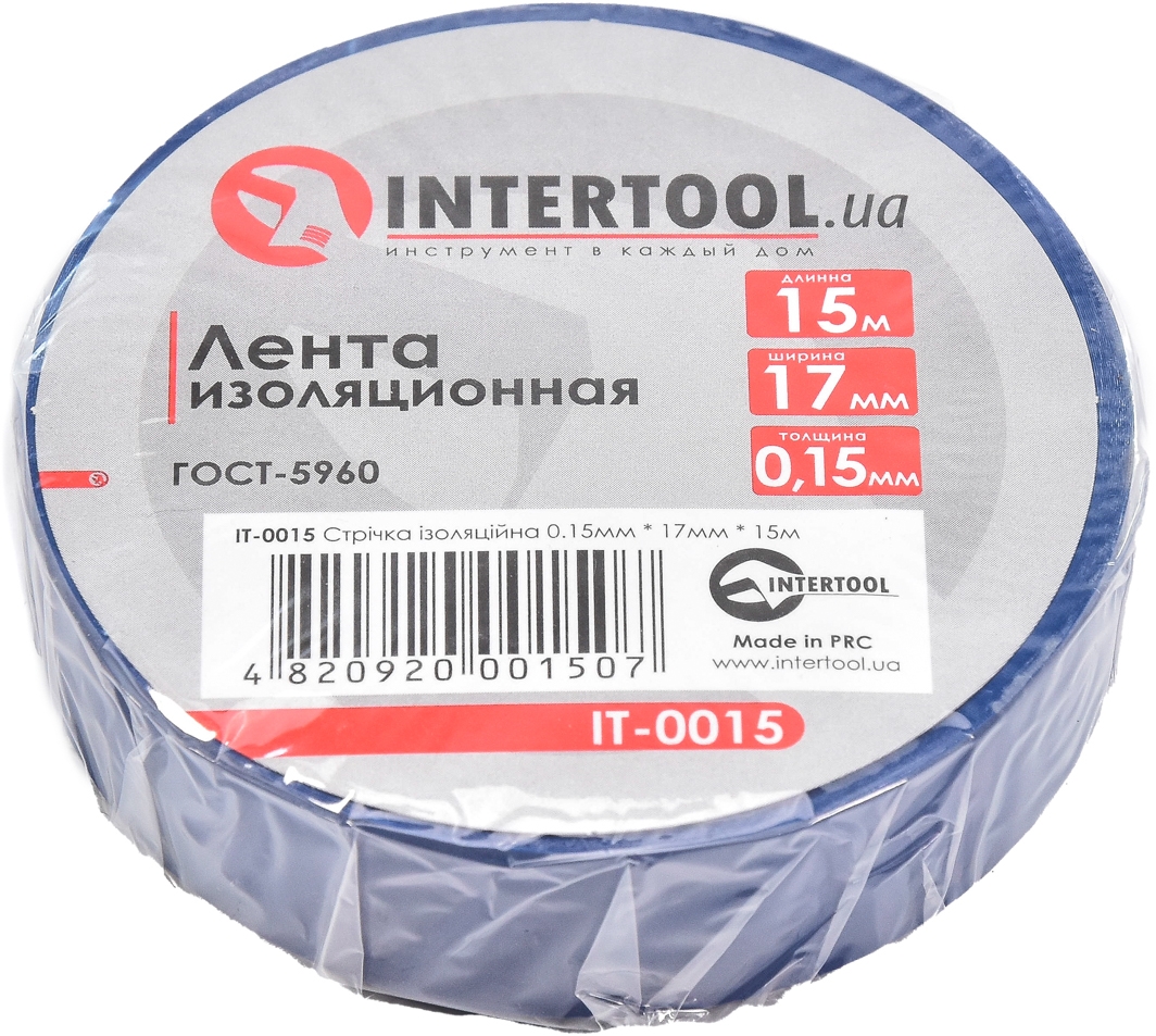 

Изолента Intertool it0015 синяя ПВХ 17 мм x 15 м