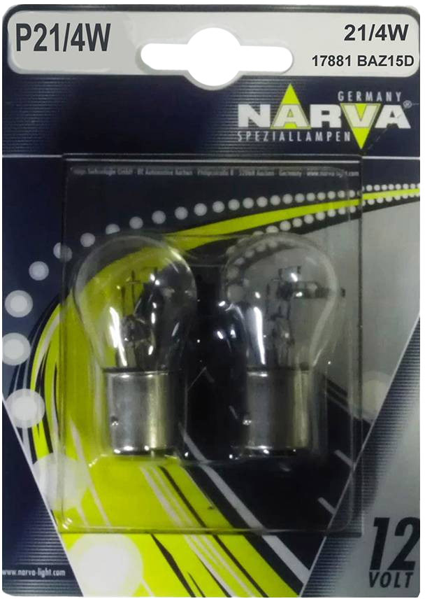 

Автолампа Narva 17881B2 P21/4W BAZ15d 4 W прозрачный