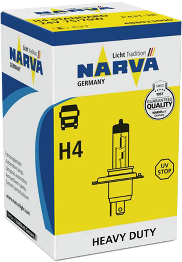 

Автолампы Narva 48898C1 Heavy Duty H4 P43t-38 70 W 75 W прозрачная