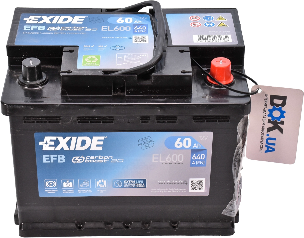 

Аккумулятор Exide 6 CT-60-R Start-Stop EFB EL600