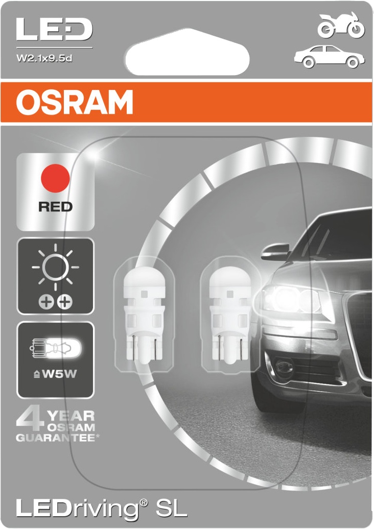 

Автолампа Osram 2880R-02B LEDriving Standard W5W W2,1x9,5d 0,5 W белый