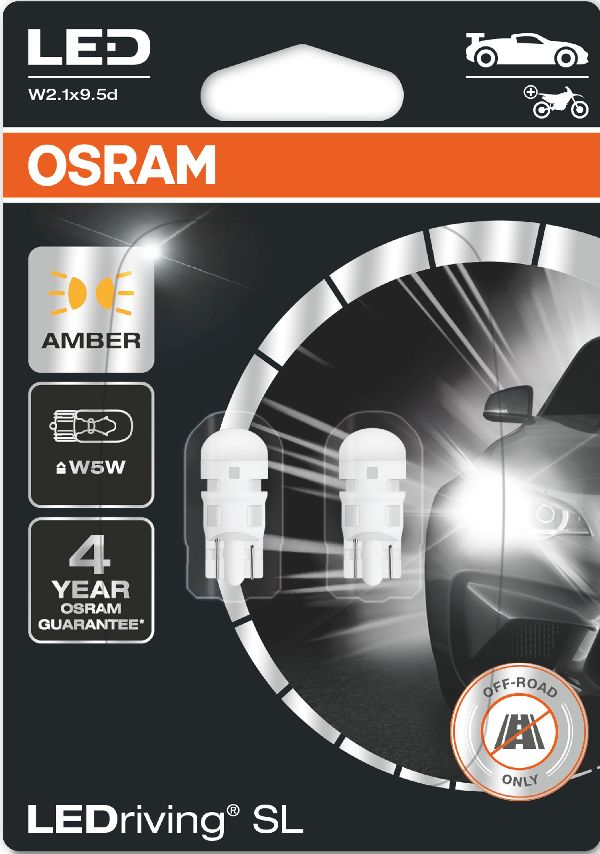 

Автолампа Osram 2827DYP02B W5W W2,1x9,5d 0,5 W