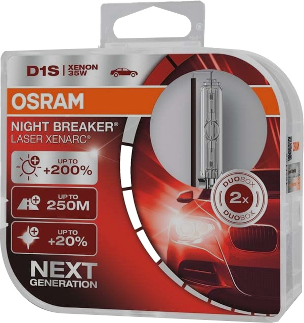 

Автолампа Osram 66140XNBDUO Xenarc Night Breaker Laser D1S PK32d-2 35 W прозрачная