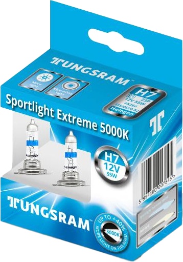 

Автолампа Tungsram 58520SUP2D Sportlight Extreme H7 PX26d 55 W прозрачно-голубой