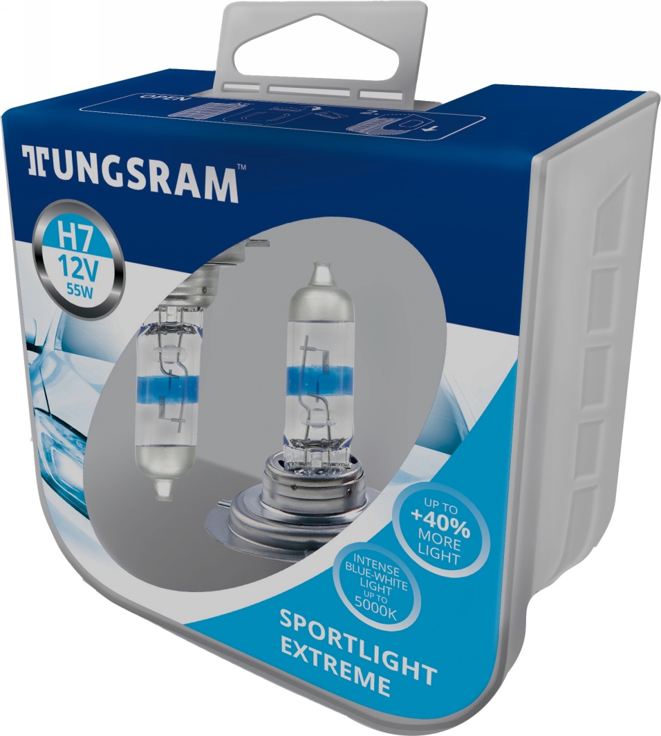 

Автолампа Tungsram 58520SUP2PL Sportlight Extreme H7 PX26d 55 W прозрачно-голубой