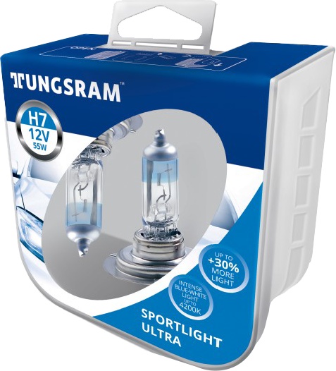 

Автолампа Tungsram 58520SBU2PL Sportlight Ultra H7 PX26d 55 W прозрачно-голубая