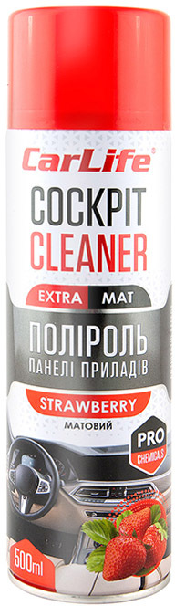 

Полироль для салона Carlife Cockpit Cleaner Extra Mat клубника 500 мл CF523