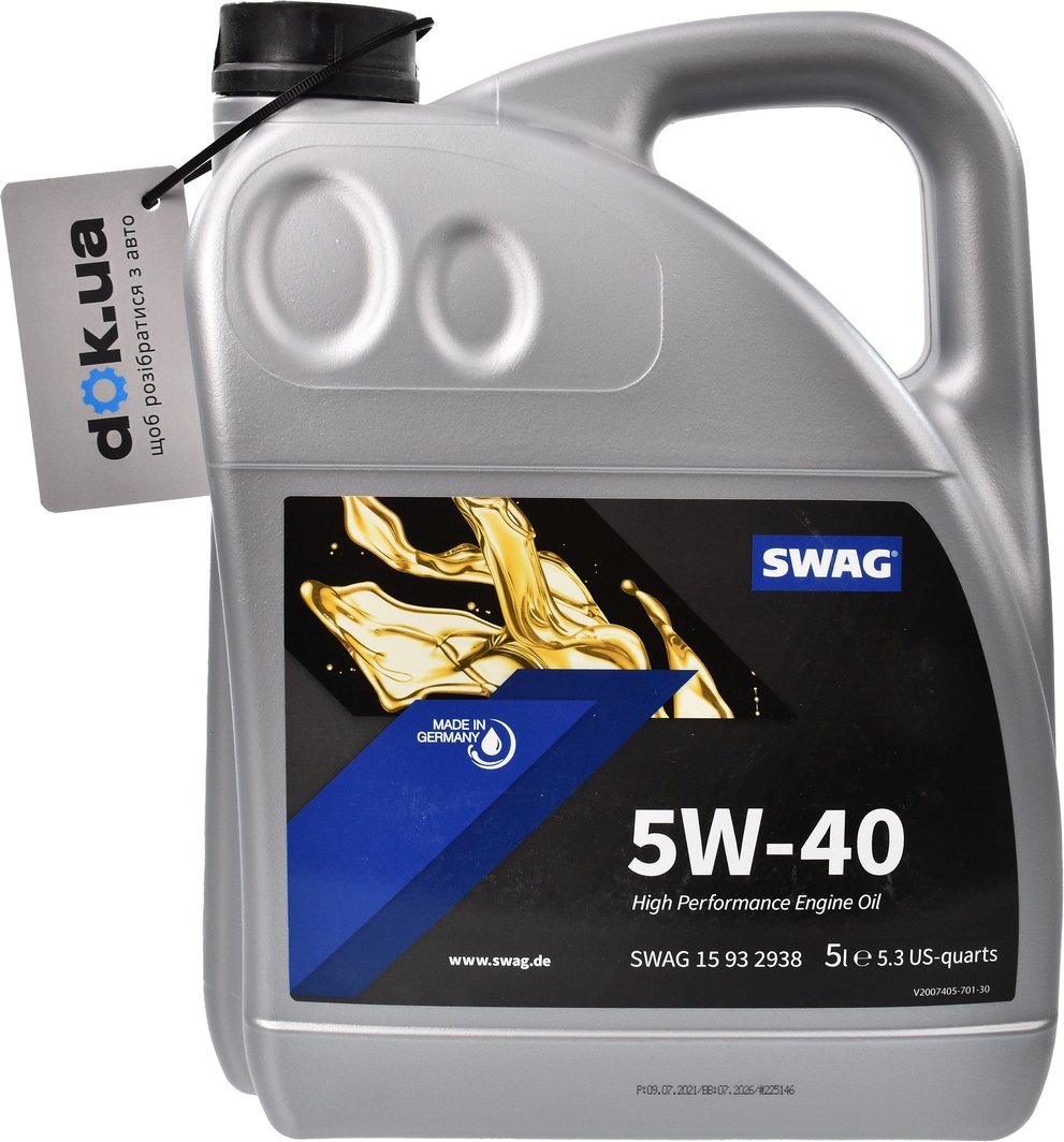 

Моторное масло SWAG Engine Oil 5W-40 синтетическое 15932938