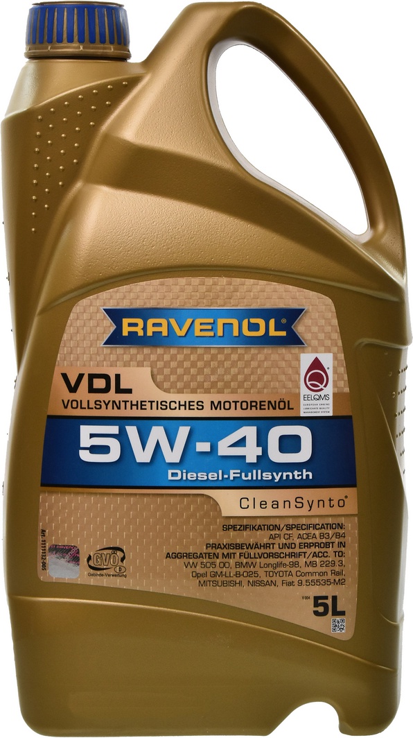 

Моторное масло Ravenol VDL 5W-40 синтетическое 11111325