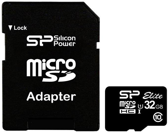 

Карта памяти Silicon Power Elite microSDHC 32 ГБ с SD-адаптером SP032GBSTHBU1V10SP