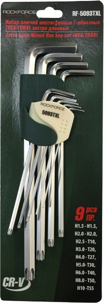 

Набор ключей шестигранных Rockforce RF-5093TXL 1,5-10 мм, T10-T55 9 шт