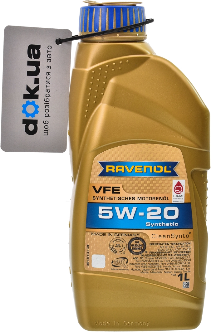 

Моторное масло Ravenol VFE 5W-20 синтетическое 1111311001