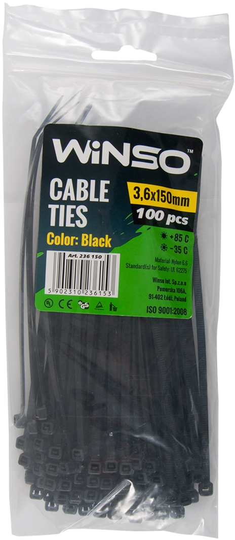 

Стяжка Winso 236150 0,15 м 3,6 мм 100 шт