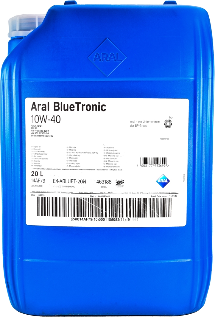 

Моторное масло Aral BlueTronic 10W-40 полусинтетическое 10487