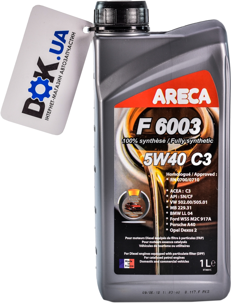 

Моторное масло Areca F6003 C3 5W-40 синтетическое 030c0001000