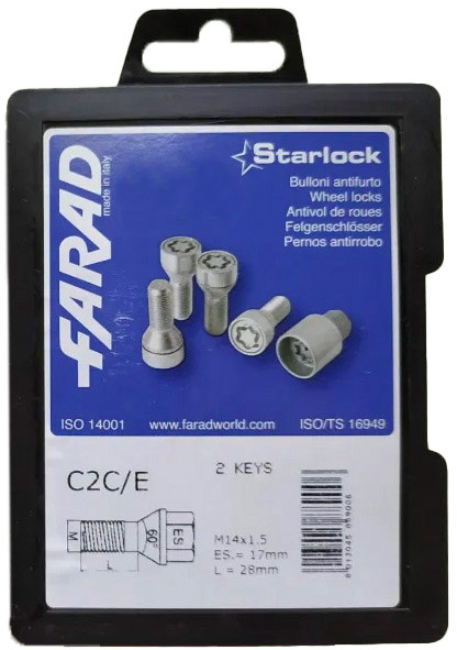 

Комплект болтов-секреток с ключом Farad StarLock 1-C2C/ESTARLOCK2CH