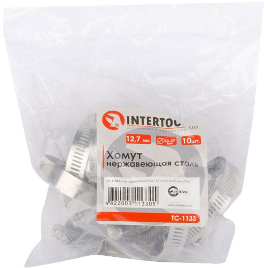 

Хомут Intertool TC-1133 червячный 33-57 мм Нержавеющая сталь (W2) 10 шт