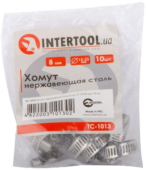 

Хомут Intertool TC-1013 червячный 13-23 мм Нержавеющая сталь (W2) 10 шт