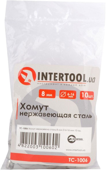 

Хомут Intertool TC-1006 червячный 6-16 мм Нержавеющая сталь (W2) 10 шт