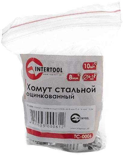 

Хомут Intertool TC-0006 червячный 6-16 мм Нержавеющая сталь (W1) оцинкованная 10 шт