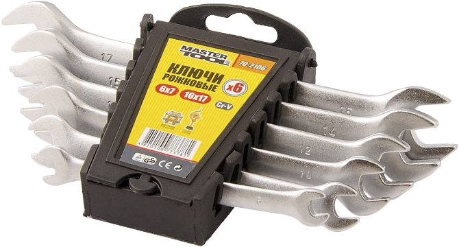 

Набор ключей рожковых MasterTool 702106 6х7-16х17 мм 6 шт