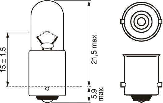 

Автолампы Bosch 1987302258 T6W BA9s 6 W