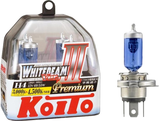 

Автолампа KOITO p0744w WhiteBeam ver. III H4 P43t-38 55 W 60 W синяя
