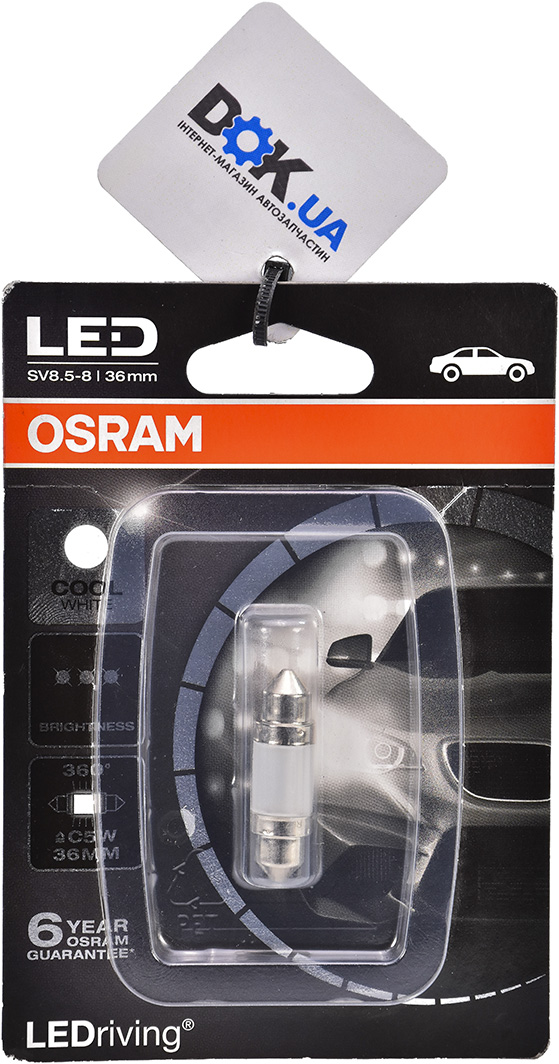 

Автолампы Osram 6498CW-01B LEDriving Premium C5W SV8,5-8 1 W прозрачная