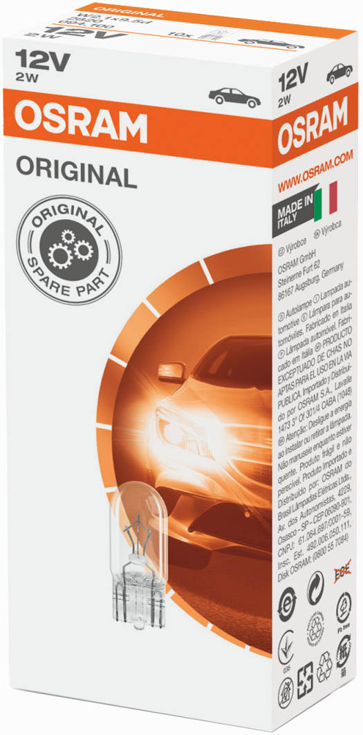 

Автолампы Osram 2820 Original W2W W2,1x9,5d 2 W прозрачная