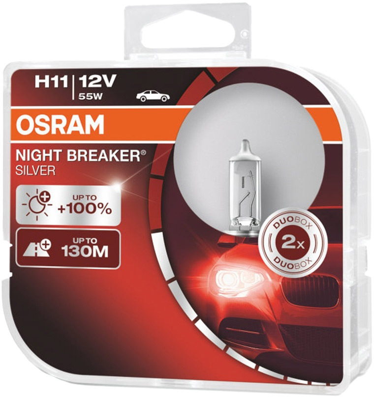 

Автолампа Osram 64211nbshcb Night Breaker Silver H11 PGJ19-2 55 W прозрачный