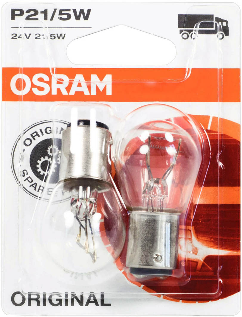 

Автолампа Osram 7537-02B Original P21/5W BAY15d 5 W 21 W прозрачная