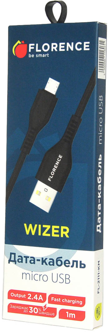 

Кабель Florence Wizer FL-2111-KM USB - Micro USB 1 м