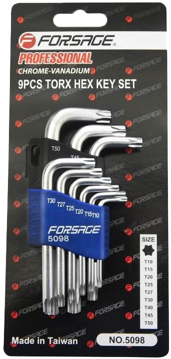 

Набор ключей TORX Forsage F-5098 T10-T50 9 шт