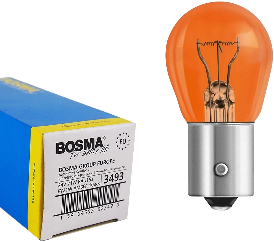

Автолампа Bosma 3493 PY21W BAU15s 21 W оранжевая