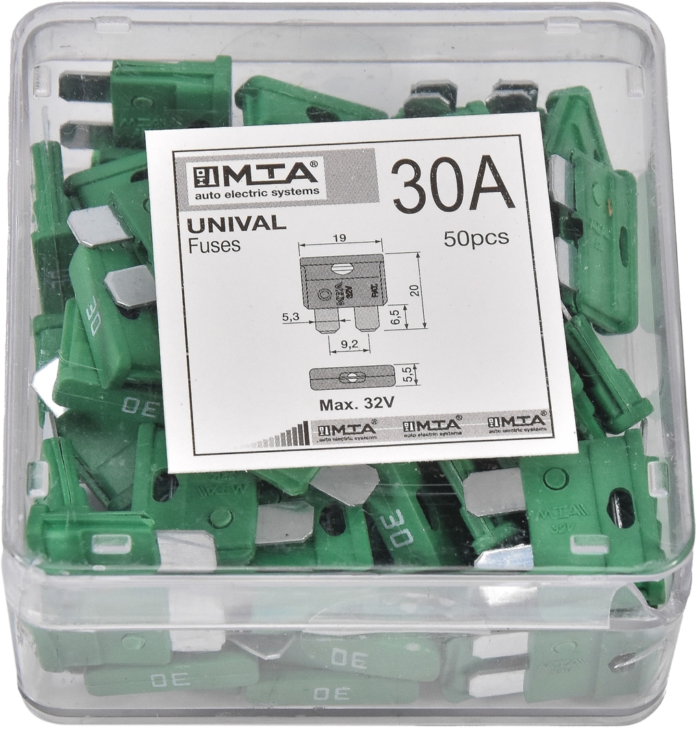 

Набор предохранителей MTA Unival GE-30 FT8 30A 50 шт.
