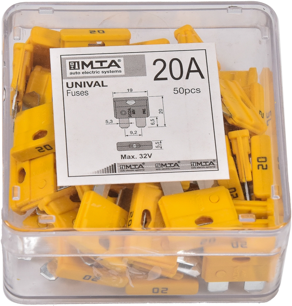 

Набор предохранителей MTA Unival GE-20 FT8 20A 50 шт.
