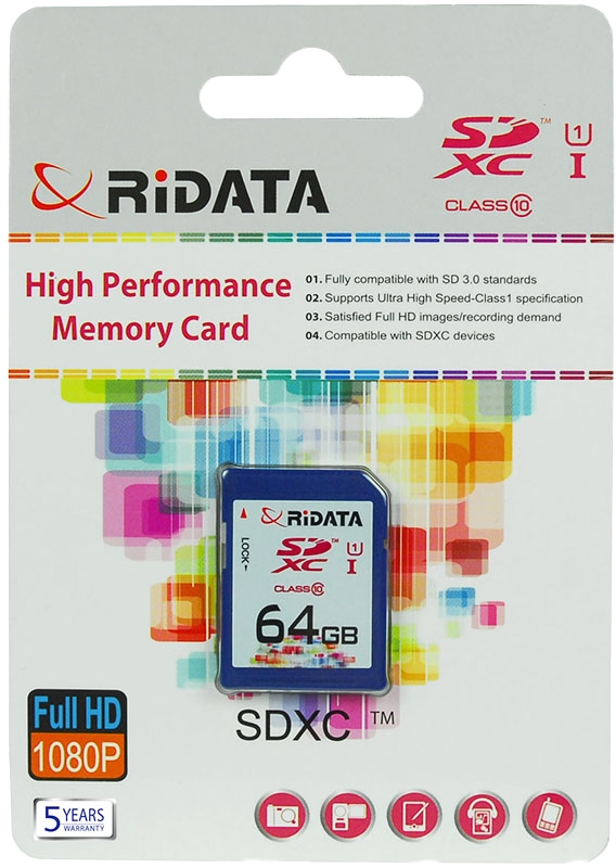 

Карта памяти RiDATA SDXC 64 ГБ FF960213