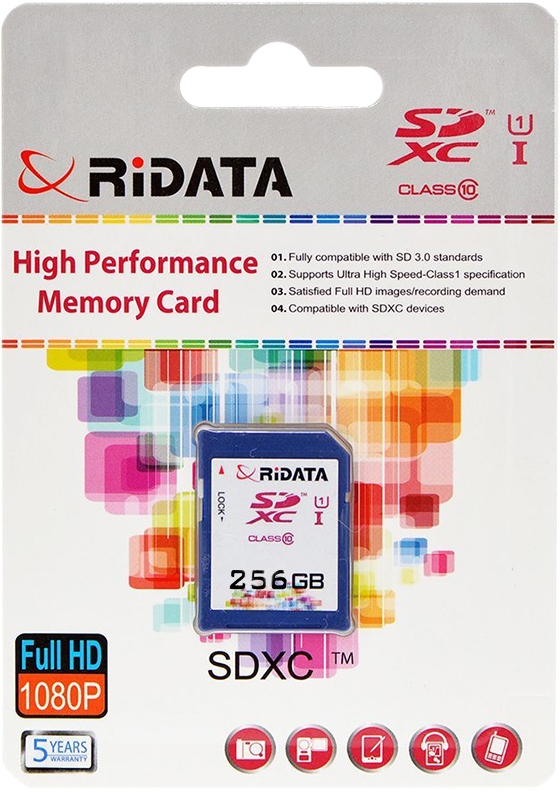 

Карта памяти RiDATA SDXC 256 ГБ FF970342