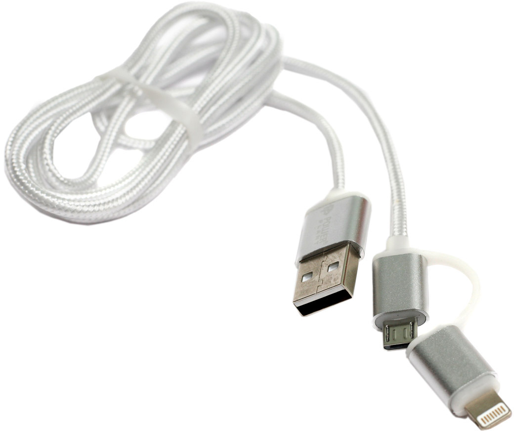 

Кабель 2 в 1 PowerPlant KD00AS1290 USB - Apple Lighting - Micro USB 1 м