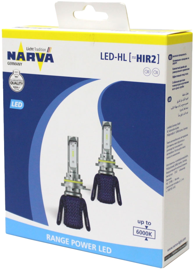 

Автолампа Narva 18015 Range Power LED HIR2 PX22d 16 W светло-голубая