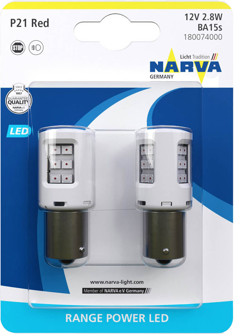 

Автолампа Narva 180072b Range Power LED P21W BA15s 2,7 W белая