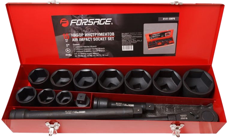 

Набор торцевых головок и комплектующих Forsage f81415mpb 10 шт. 1"