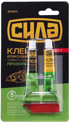 

Клей Сила двухкомпонентный экоксидный прозрачный 951405