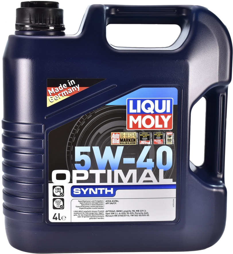 

Моторное масло Liqui Moly Optimal Synth 5W-40 синтетическое 3926