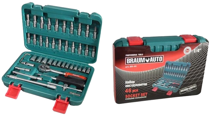 

Набор торцевых головок и комплектующих Braumauto BR-46 31 шт. 1/4"