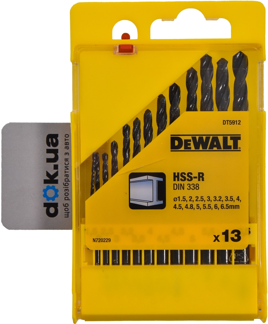 

Набор сверл DeWALT DT5912 спиральных по металлу 1.5-6.5 мм 13 шт.