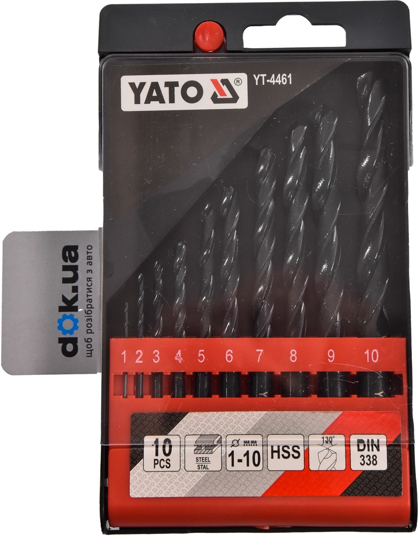 

Набор сверл Yato YT-4461 спиральных по металлу 1-10 мм 10 шт.