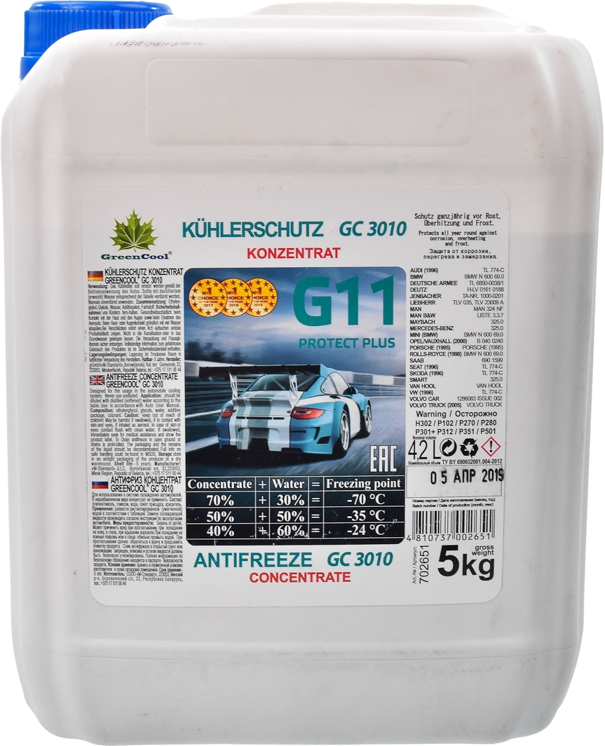 

Концентрат антифриза Green cool GC 3010 G11 сине-зеленый 702651