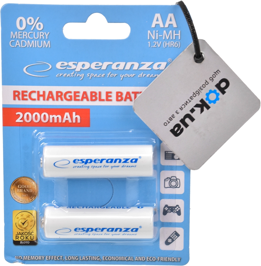 

Аккумуляторная батарейка ESPERANZA EZA103W 2000 mAh 2 шт
