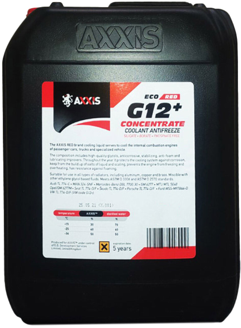 

Концентрат антифриза Axxis Concentrate ECO G12+ красный P999G12RECO20